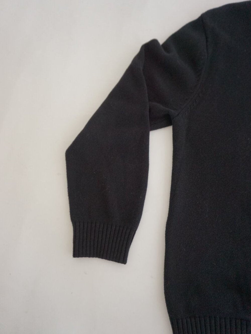 Vintage Denver Hayes Black Full Zip Knit Sweater Ribbed Collar Minimal Classic L - Picture 7 of 10